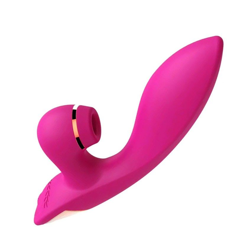 Розовый вибратор-кролик с вакуумной стимуляцией 5’’ Silicone Suction Kiss - 20,3 см. 4