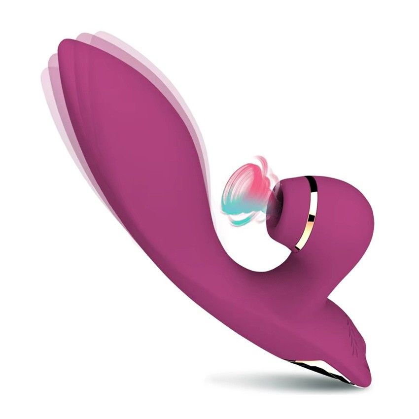 Сливовый вибратор-кролик с вакуумной стимуляцией 5’’ Silicone Suction Kiss - 20,3 см. 3