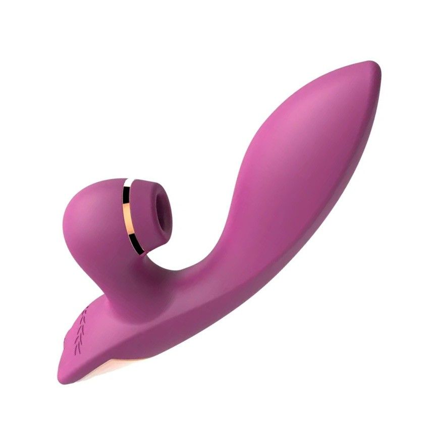 Сливовый вибратор-кролик с вакуумной стимуляцией 5’’ Silicone Suction Kiss - 20,3 см. 5