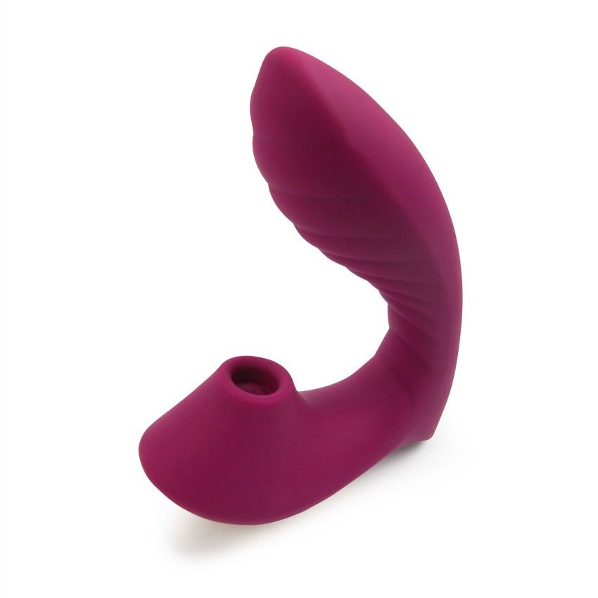 Сливовый L-образный вибромассажёр с вакуумной стимуляцией 3,5’’ Silicone Billow Suction Lover 3