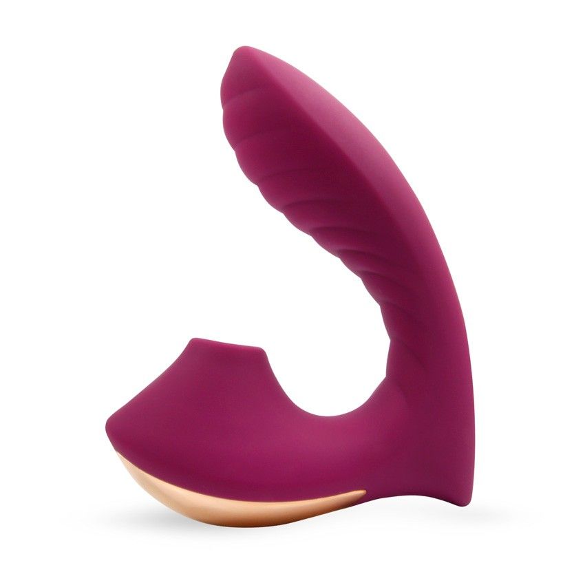 Сливовый L-образный вибромассажёр с вакуумной стимуляцией 3,5’’ Silicone Billow Suction Lover 1