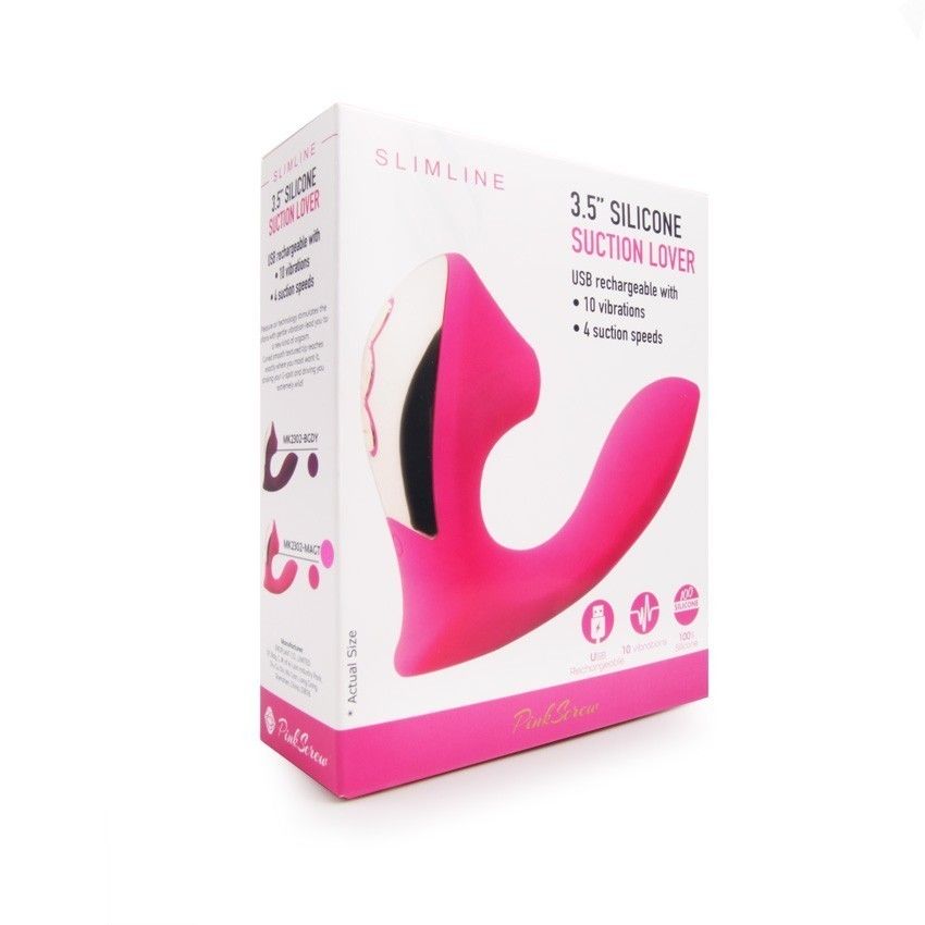 Розовый L-образный вибромассажёр с вакуумной стимуляцией 3,5’’ Silicone Billow Suction Lover 4