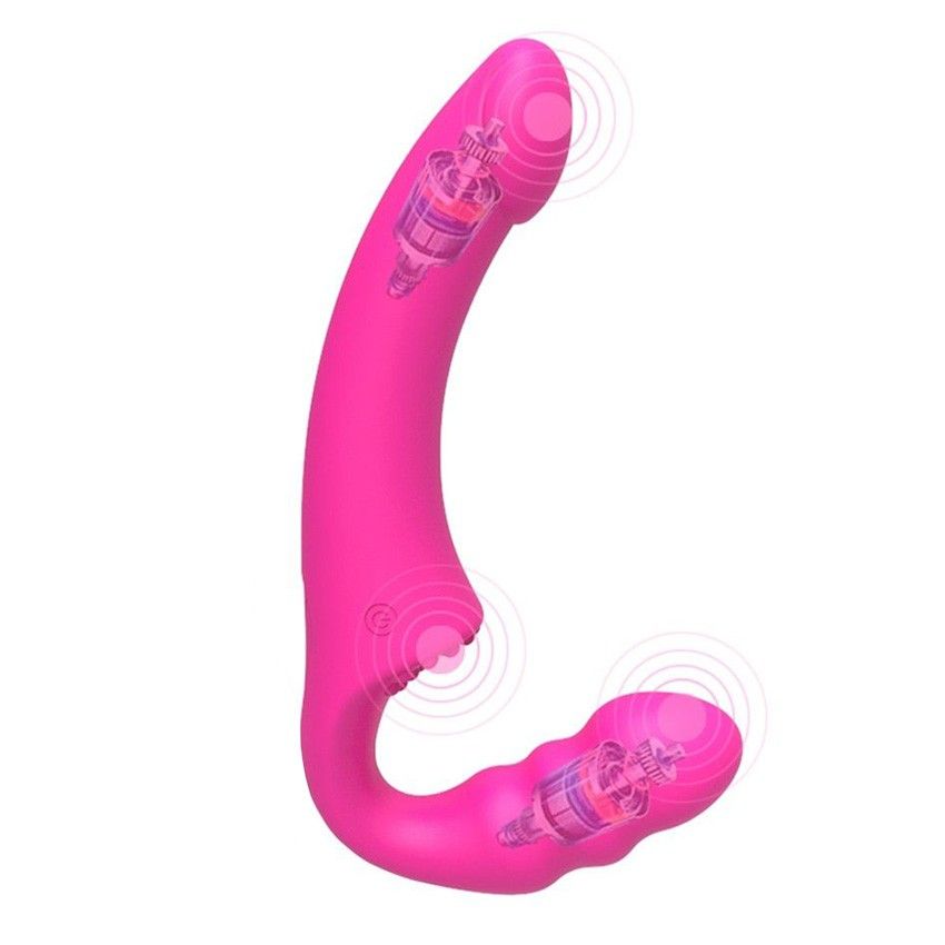 Розовый безремневой страпон Straples Strap-On Dildo 3