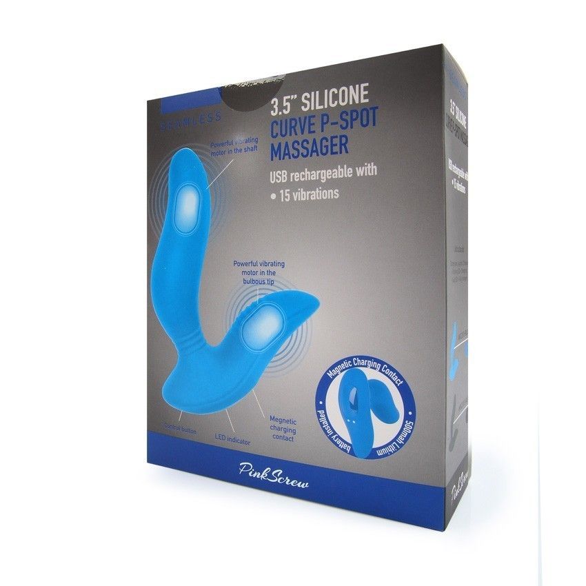 Синий вибромассажер простаты 3,5’’ Curve P-spot Massager - 12 см. 4