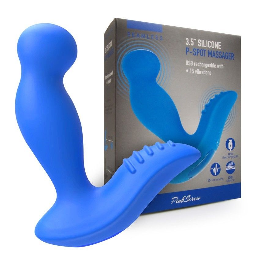 Синий вибромассажер простаты 3,5’’ P-spot Massager - 12,5 см. 2