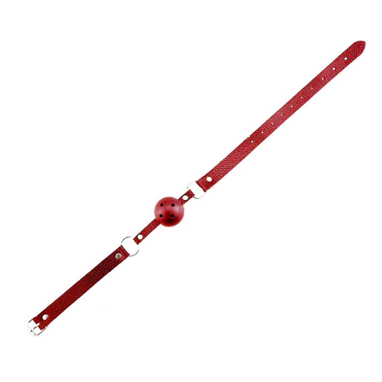 Красный кляп-шар Discretion на регулируемых ремешках 2