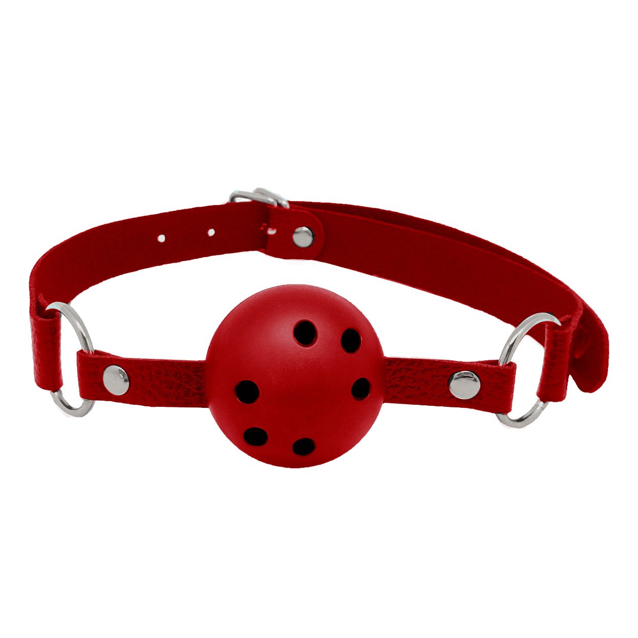 Красный кляп-шар Discretion на регулируемых ремешках 1