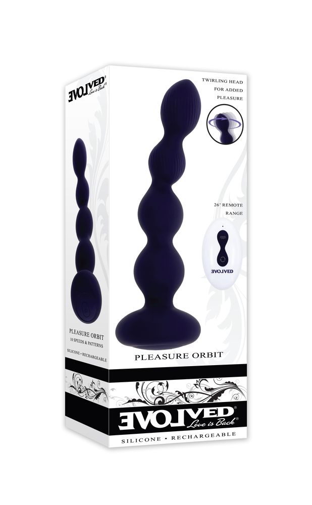 Фиолетовые анальные бусы с вибрацией и вращением Pleasure Orbit - 17,8 см. 6