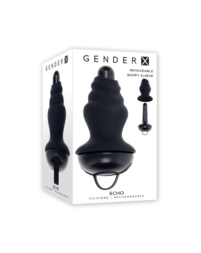 Черный вибростимулятор со съёмной насадкой Echo - 15,3 см. 6