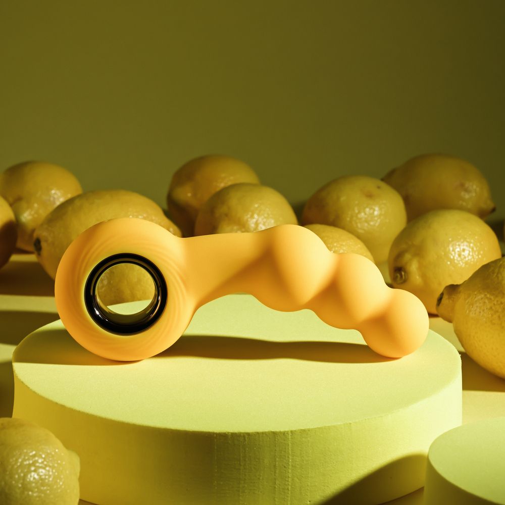 Желтая анальная вибропробка Bumble - 14,9 см. 7