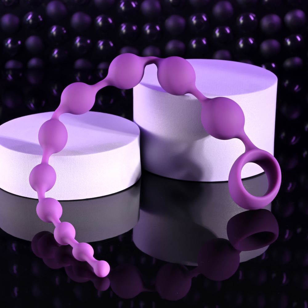 Лиловая анальная цепочка Beaded Adventure - 35,5 см. 7