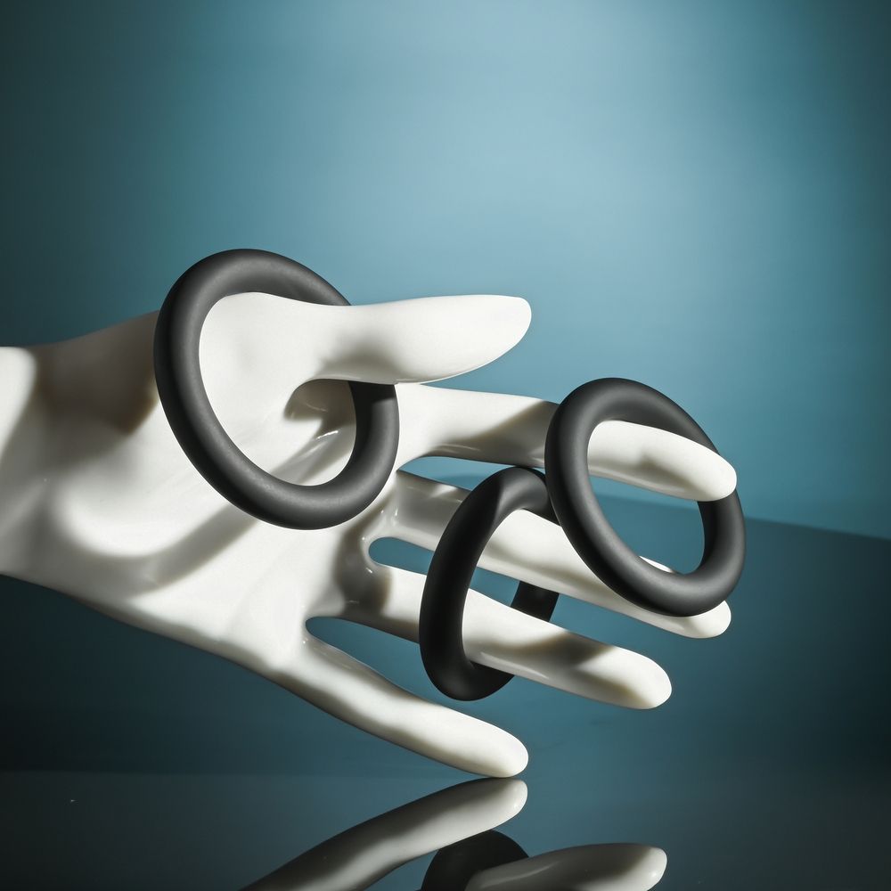 Набор из 3 черных эрекционных колец 3 Ring Circus 6