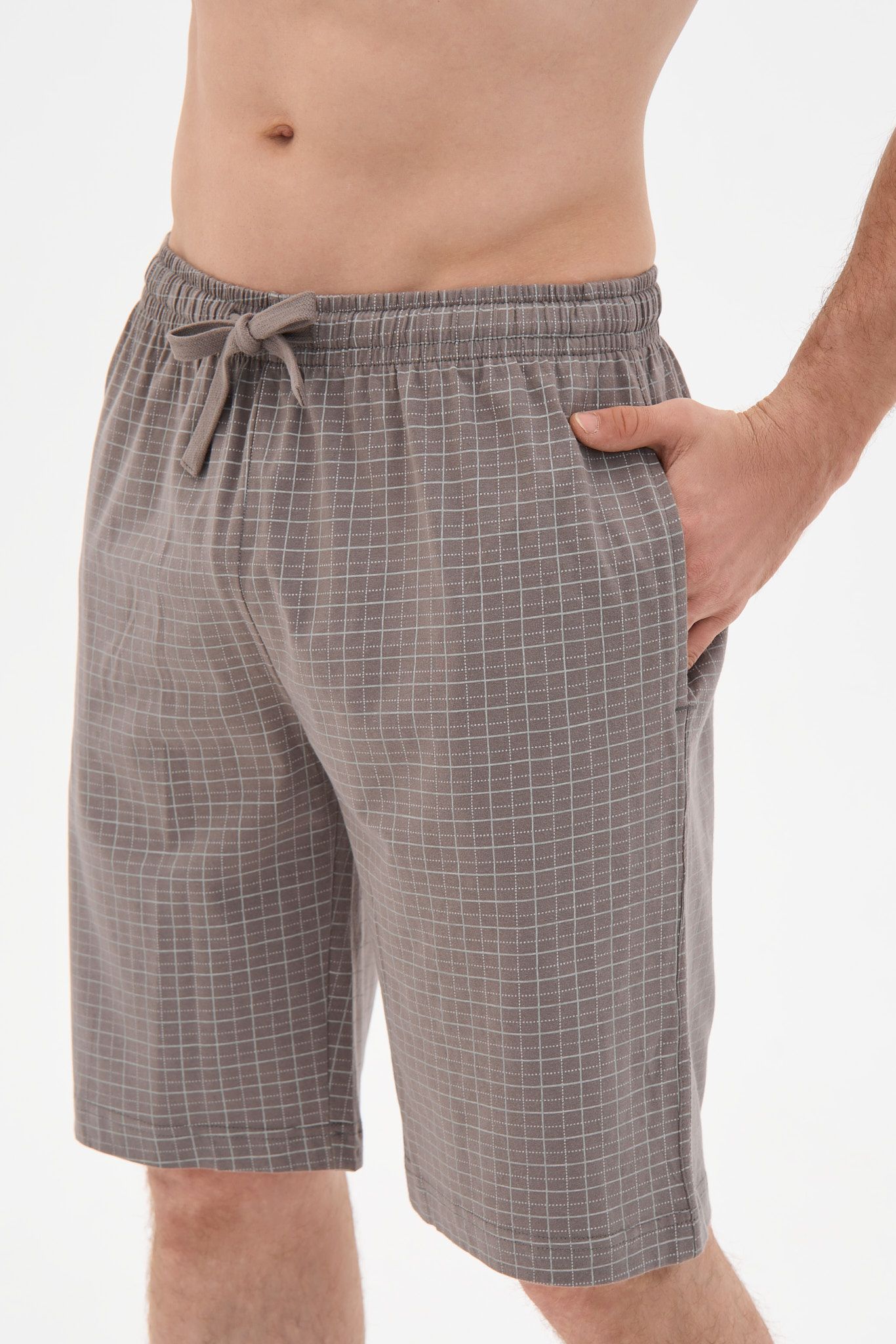 Мужские домашние шорты с поясом на завязках 2