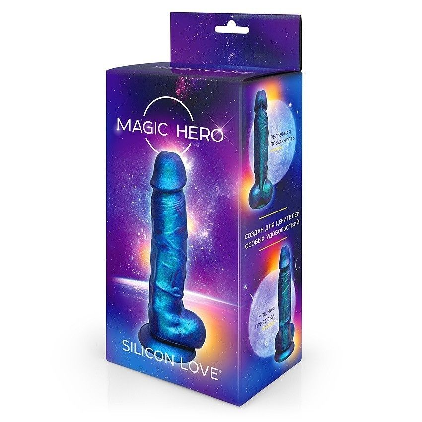 Синий фаллоимитатор с шиммером - 17 см. 3