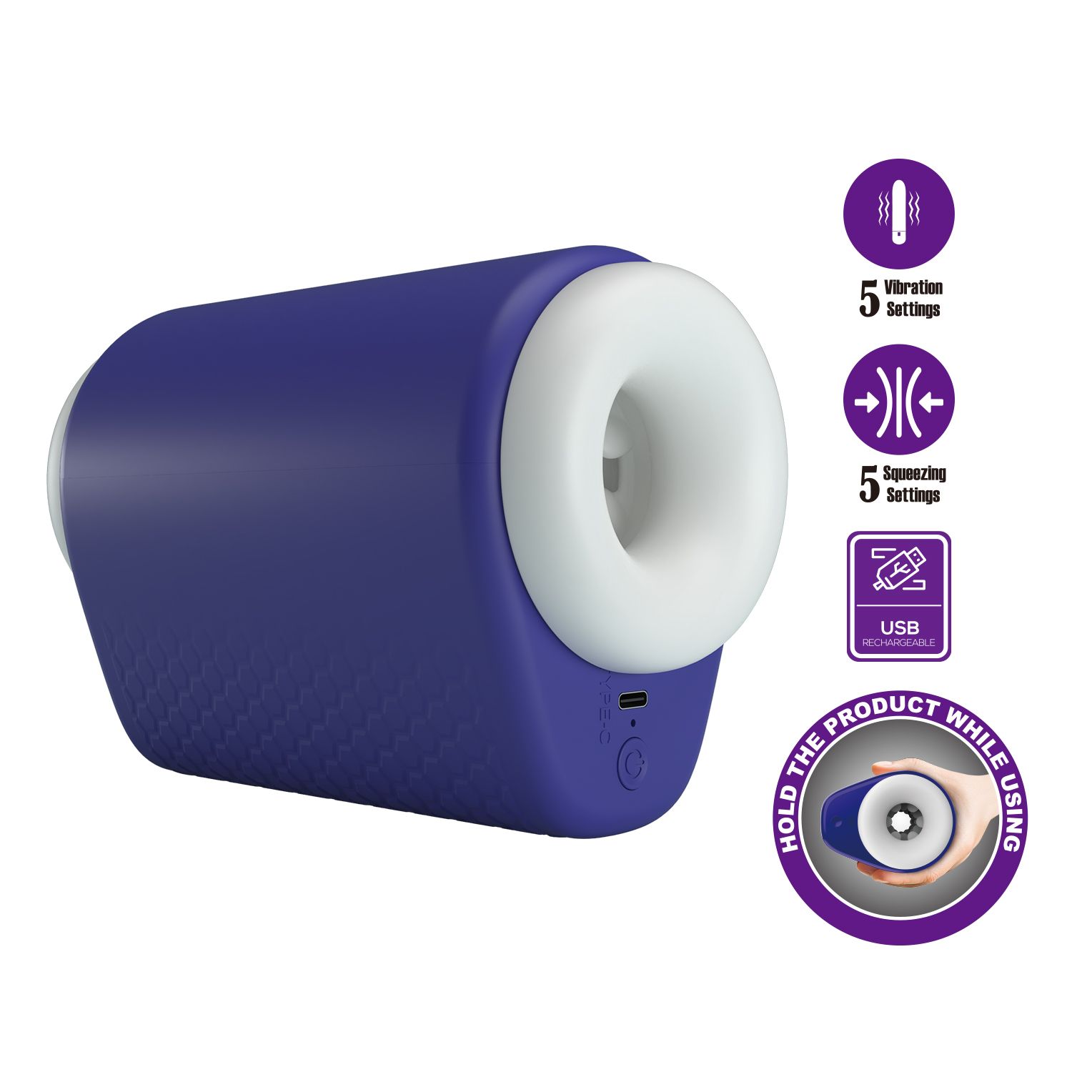 Синий автоматический вибромастурбатор Dj Lady 3