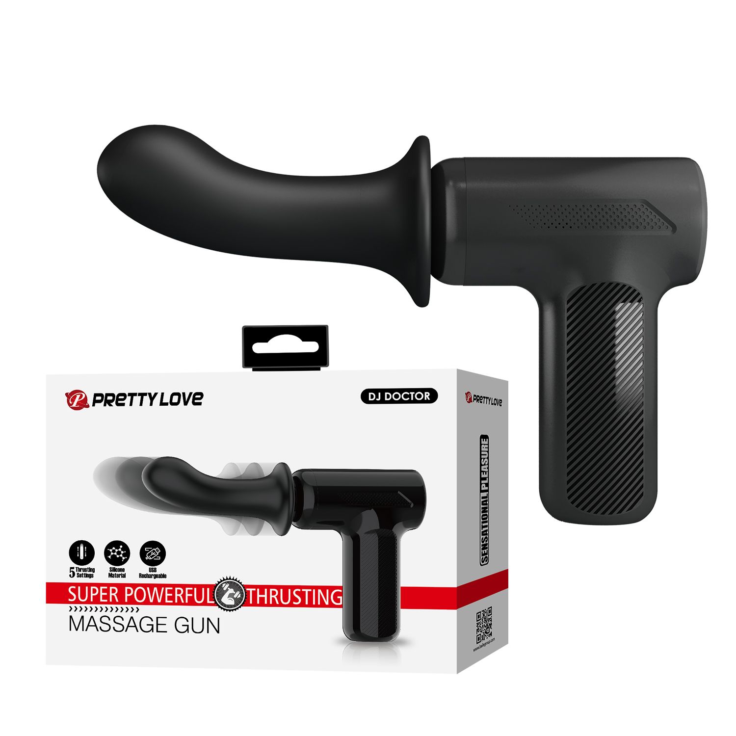 Черный вибромассажёр с поступательными движениями DJ Doctor 2