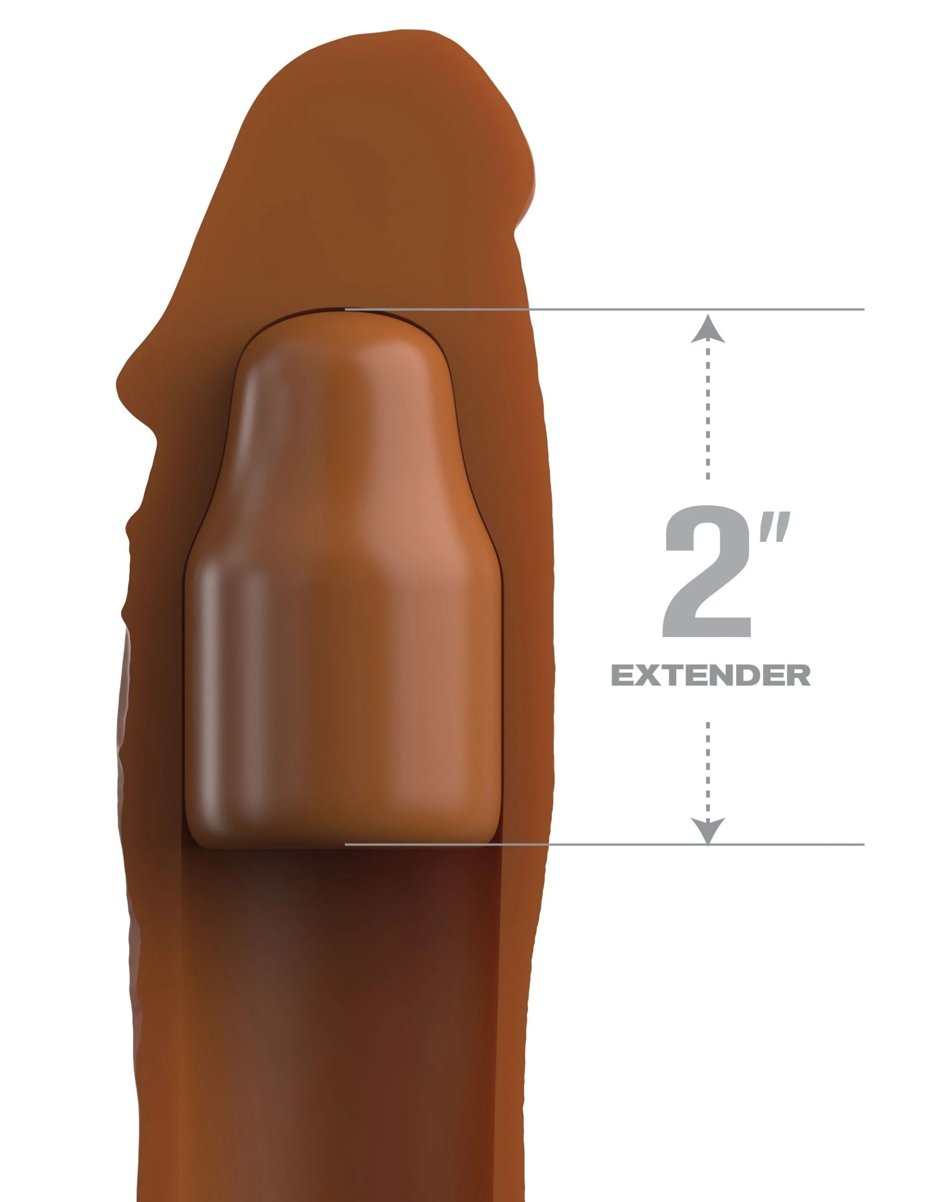 Коричневая насадка на член 2" Silicone X-tension - 20,3 см. 3