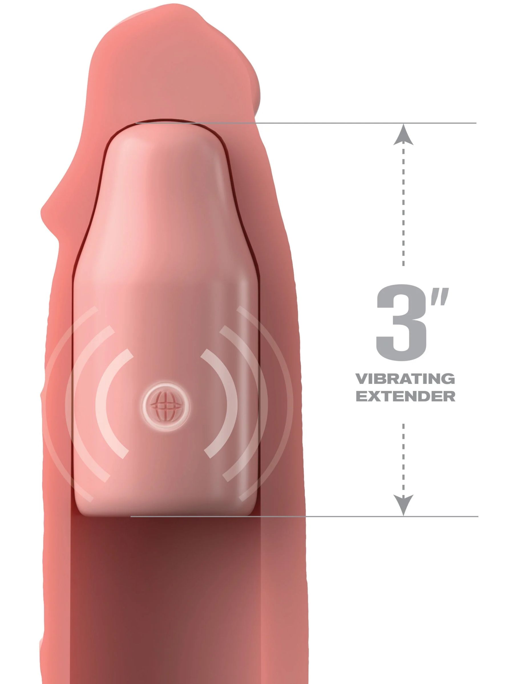 Телесная вибронасадка на член 3" Vibrating Mega X-tension with Remote - 22,9 см. 3