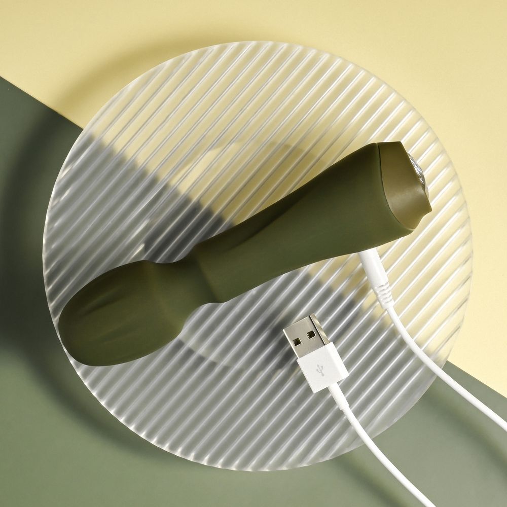 Мини-вибромассажёр цвета хаки Heartfelt - 13,4 см. 8