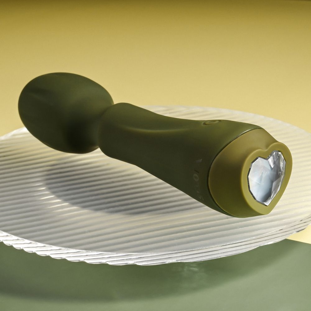 Мини-вибромассажёр цвета хаки Heartfelt - 13,4 см. 9