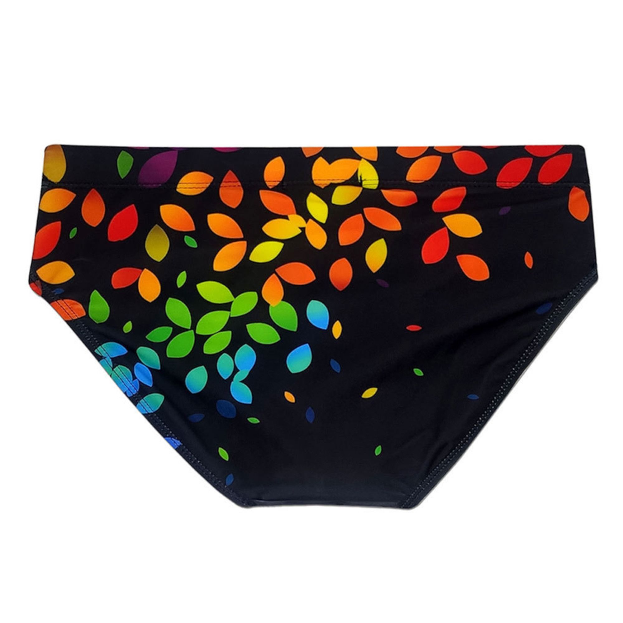 Черные мужские плавки с цветными листиками 6