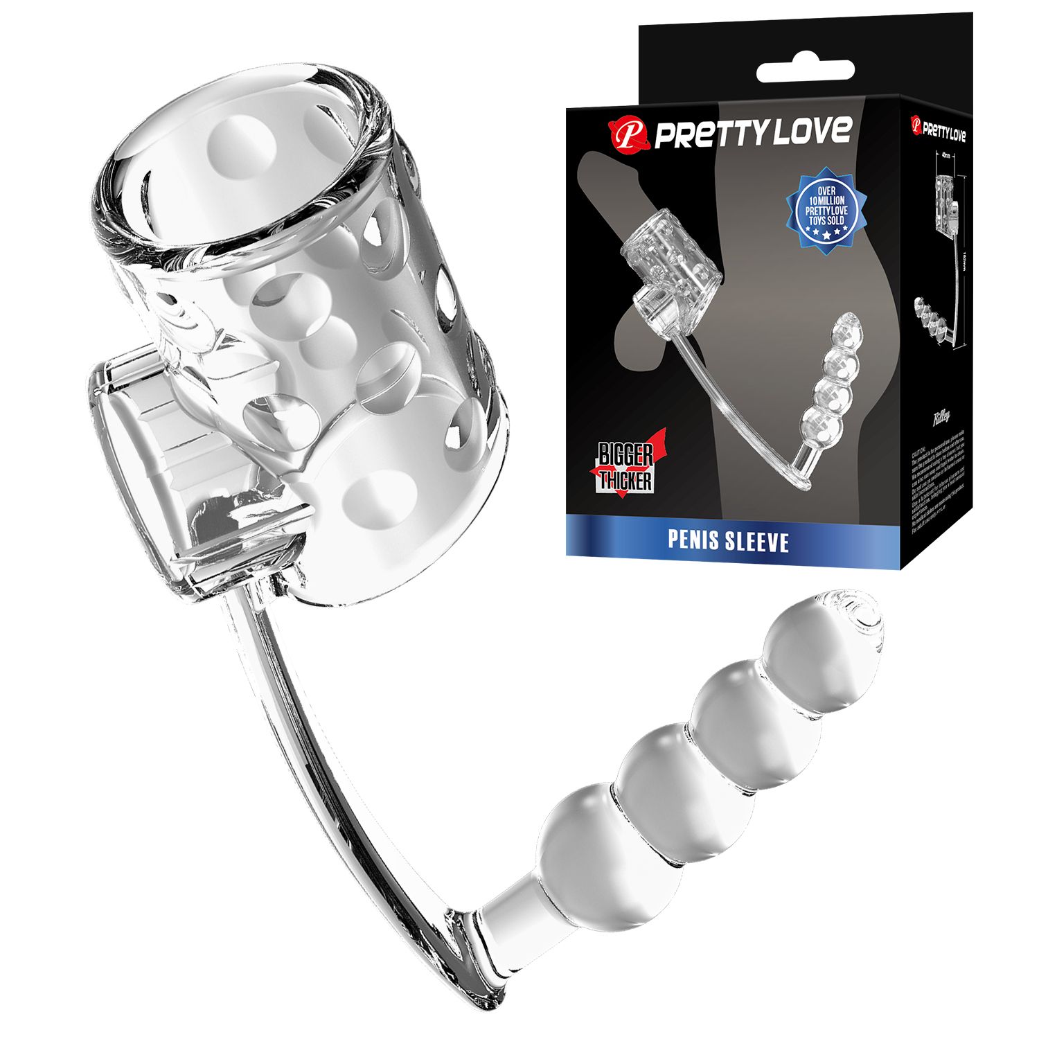 Прозрачная насадка на пенис и мошонку с анальным стимулятором Rilley 3