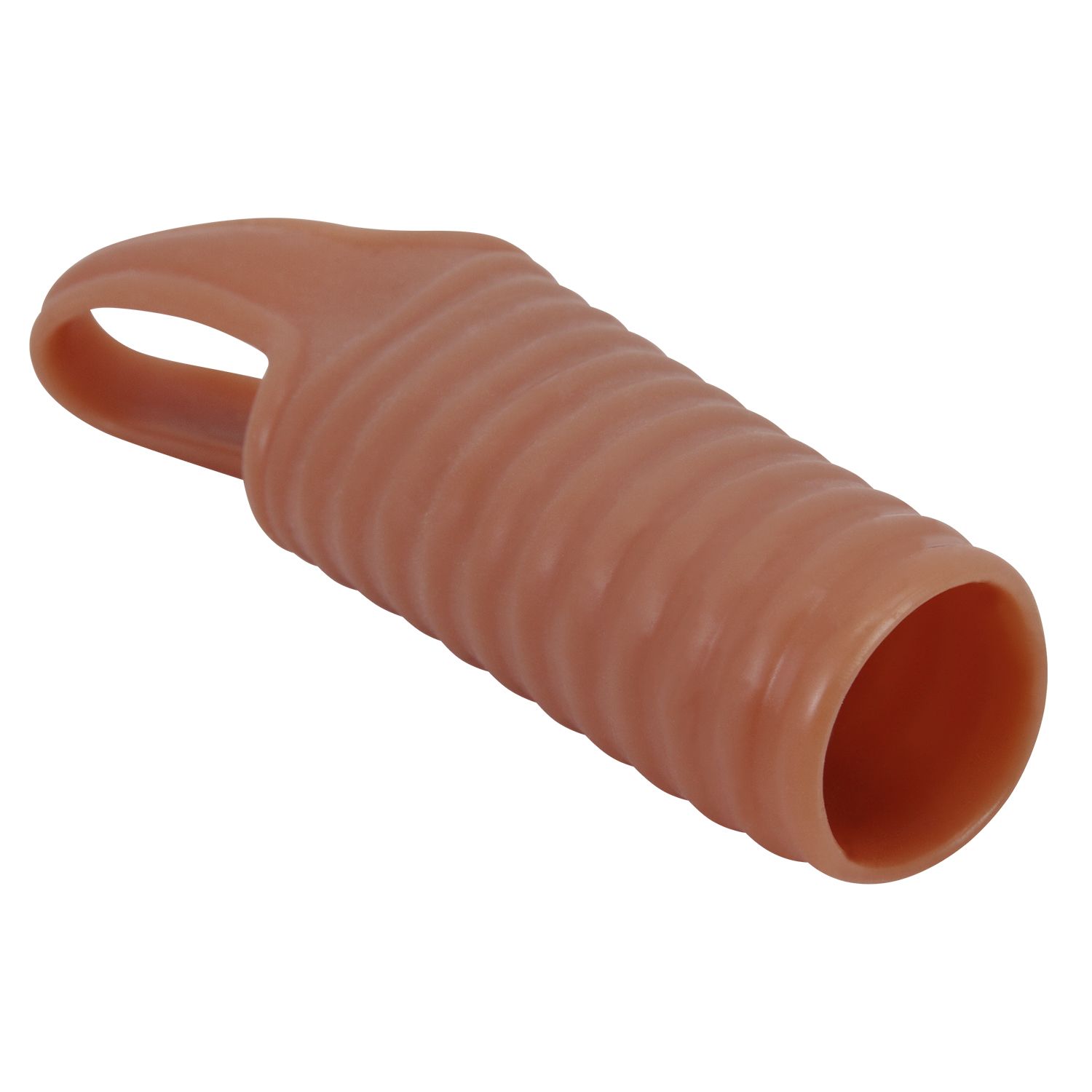 Телесная насадка на пенис с ребрышками и подхватом мошонки 5