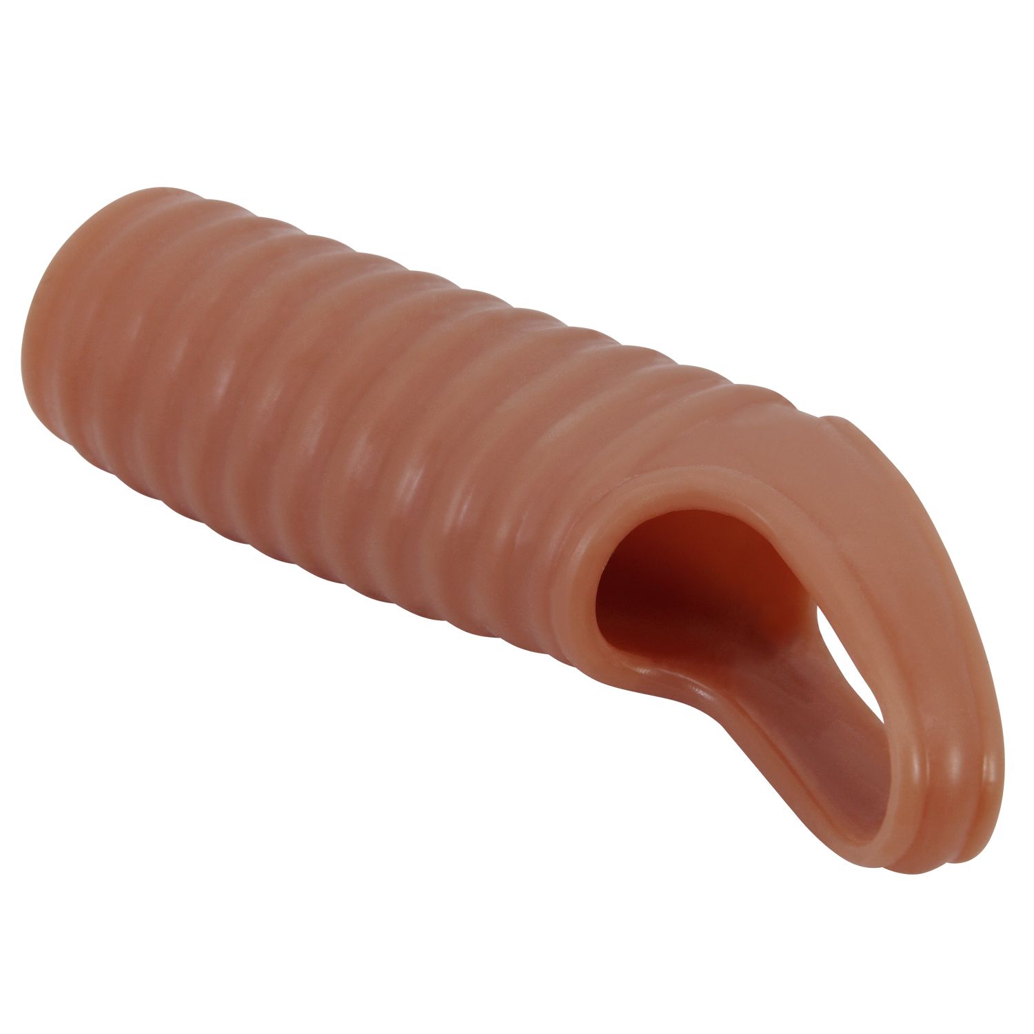 Телесная насадка на пенис с ребрышками и подхватом мошонки 6
