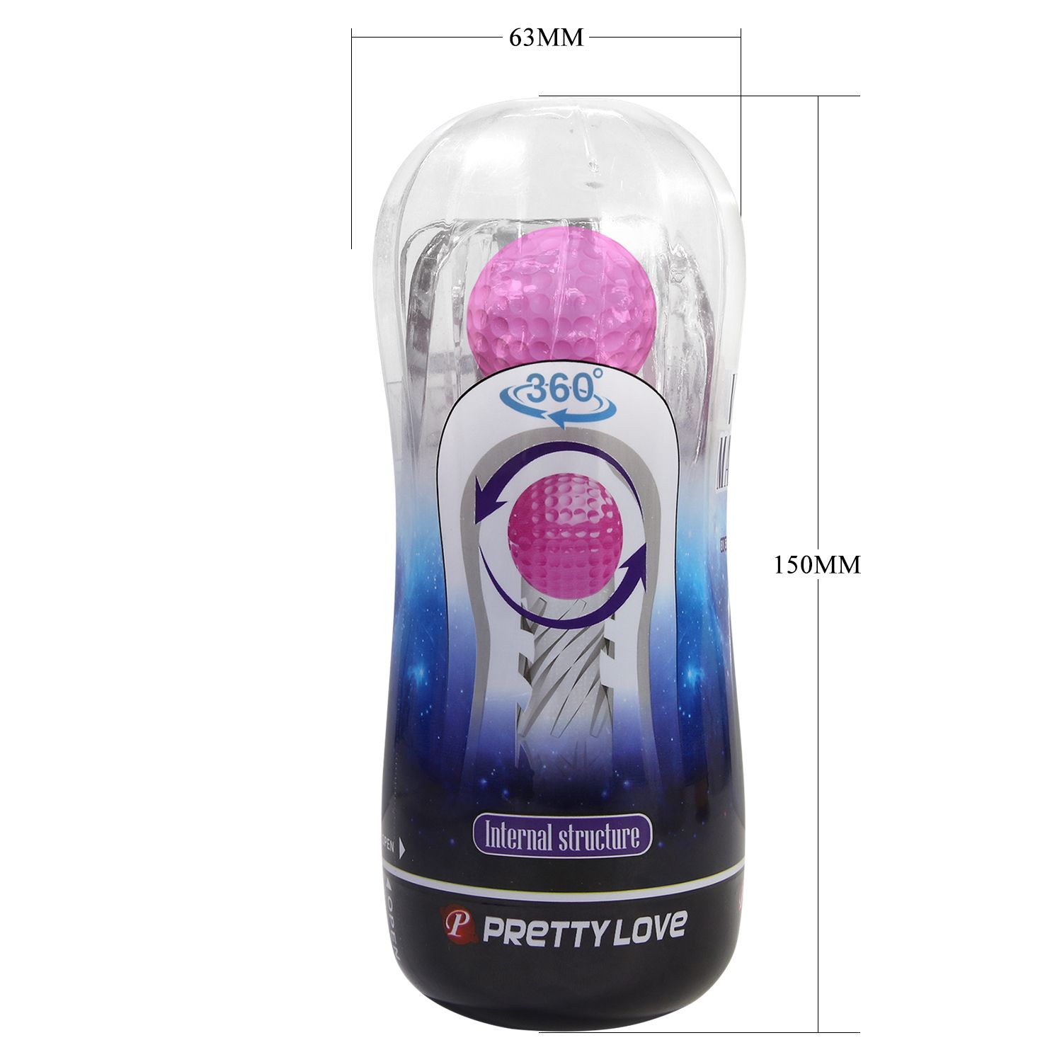 Прозрачный мастурбатор с подвижным шариком 6