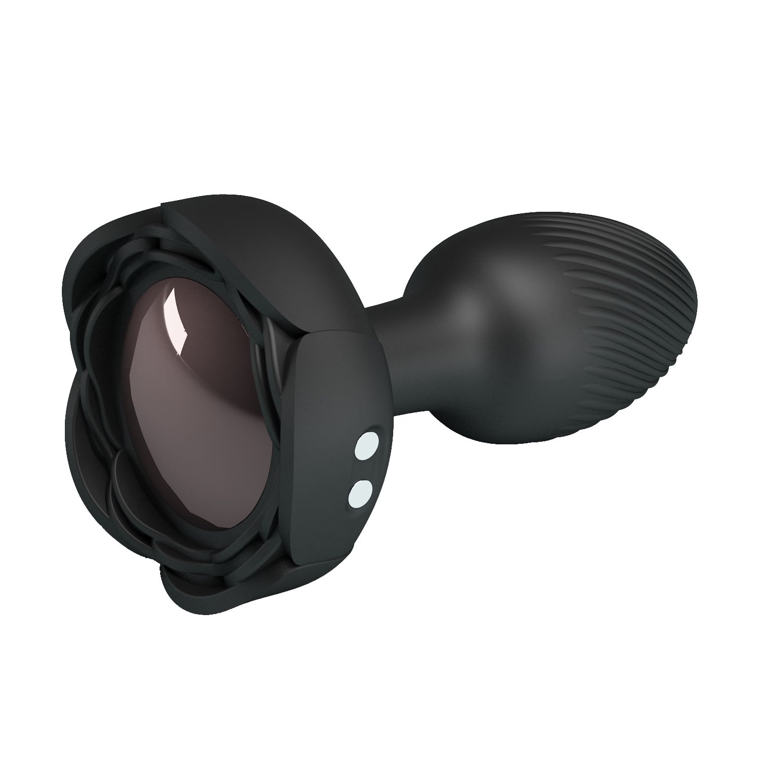 Черная анальная вибропробка с подсветкой Olman - 8,8 см. 5