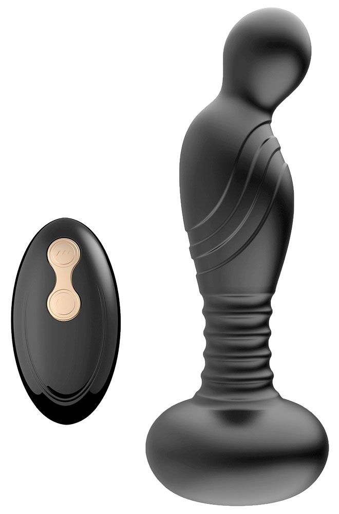 Черный массажер простаты с вибрацей и возвратно-поступательными движениями 1
