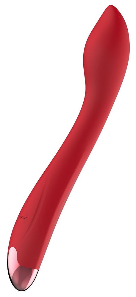 Красный изогнутый вибратор для массажа точки G - 23 см. 1