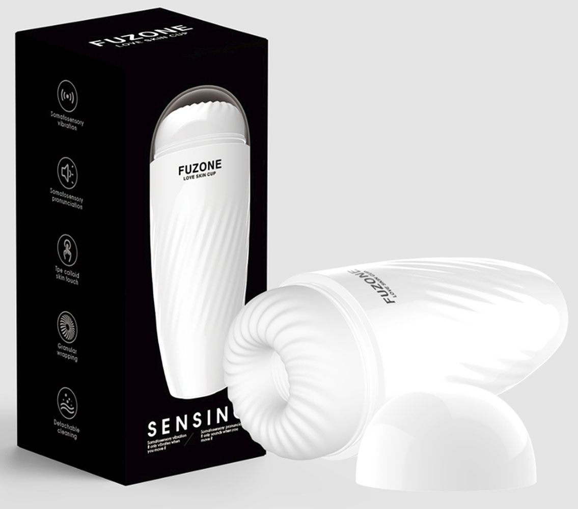 Белый мастурбатор с вибрацией в колбе Fuzone 2