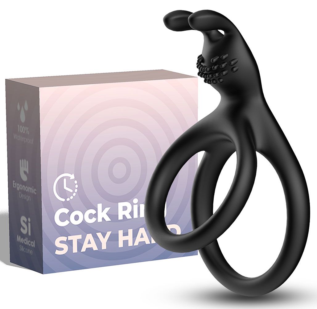 Черное эрекционное кольцо с подхватом мошонки 2