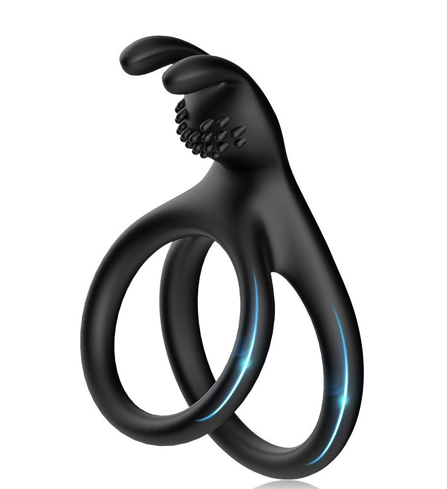 Черное эрекционное кольцо с подхватом мошонки 1