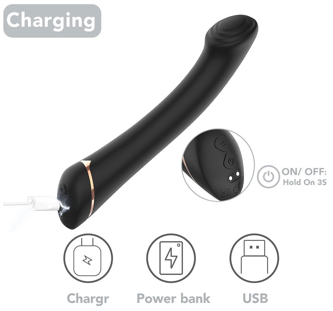 Черны вибратор для G-точки Gwand - 18,7 см. 2