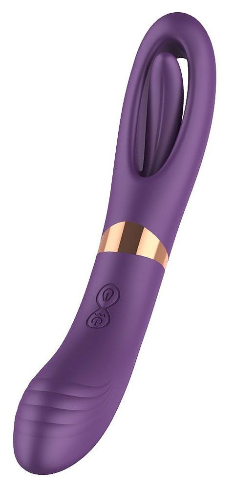 Фиолетовый двусторонний вибратор - 27 см. 1