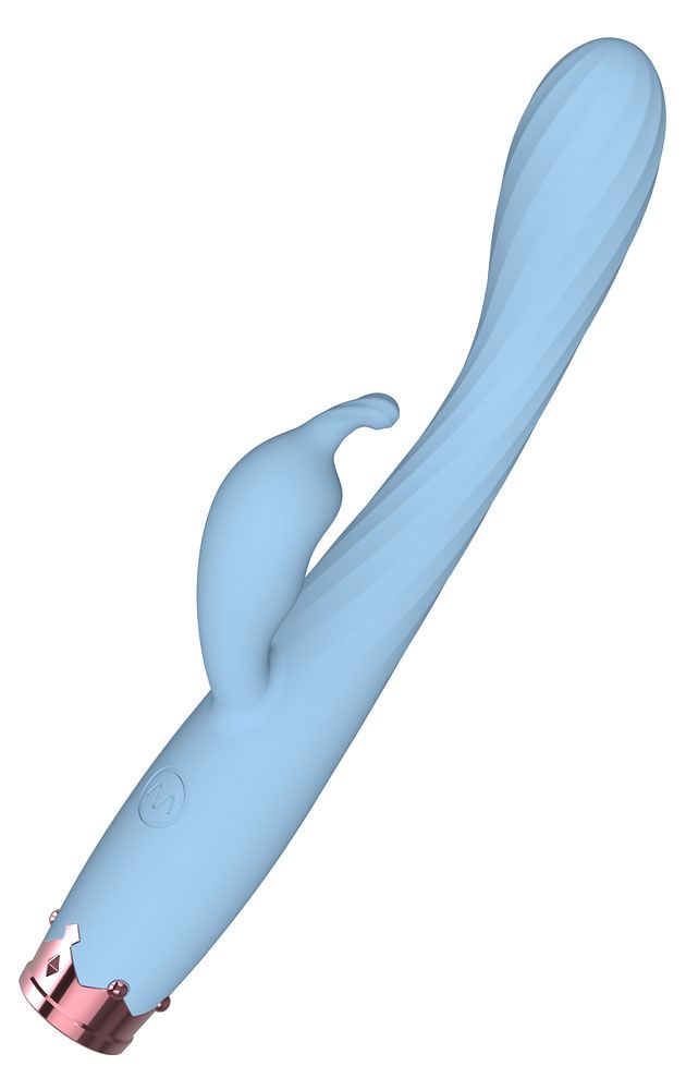 Голубой вибратор-кролик - 17,8 см. 2