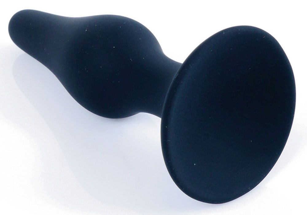 Черная анальная втулка на присоске - 11 см. 3