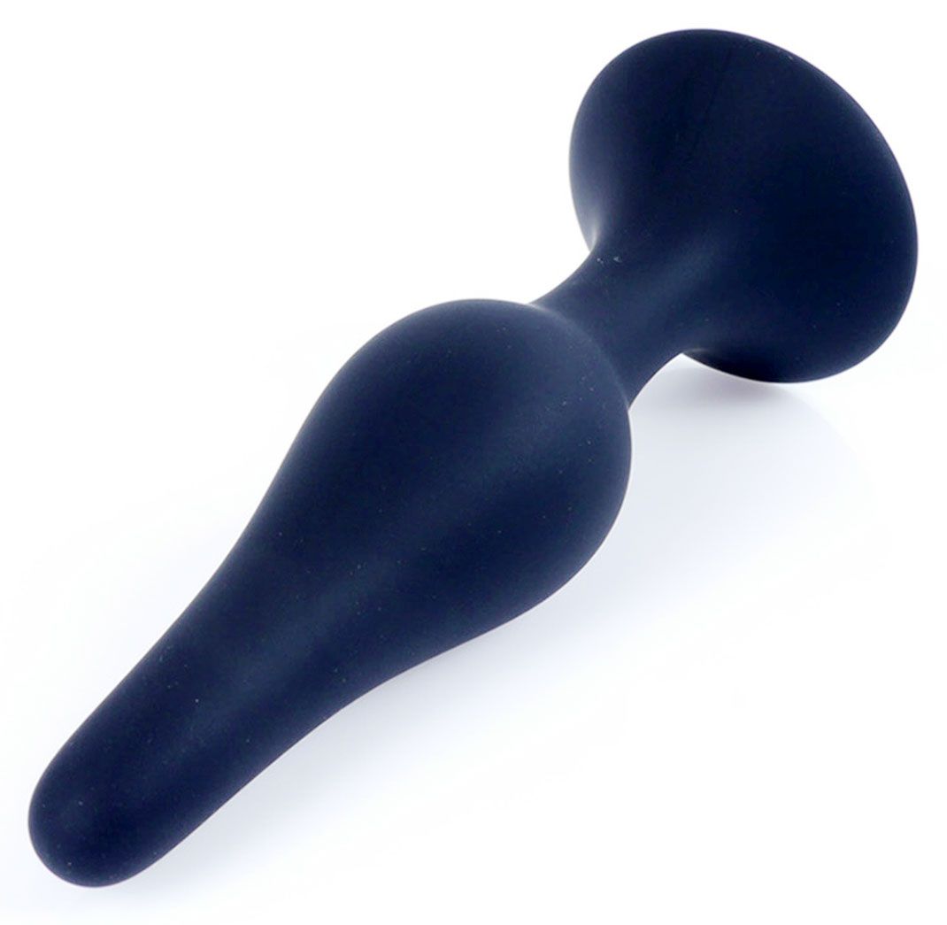 Черная анальная втулка на присоске - 11 см. 1