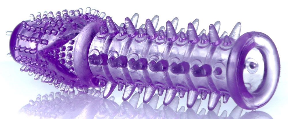 Фиолетовая закрытая насадка на пенис - 13,5 см. 2