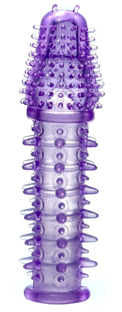 Фиолетовая закрытая насадка на пенис - 13,5 см. 1