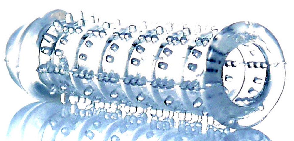 Прозрачная насадка на пенис с рельефом - 12 см. 3