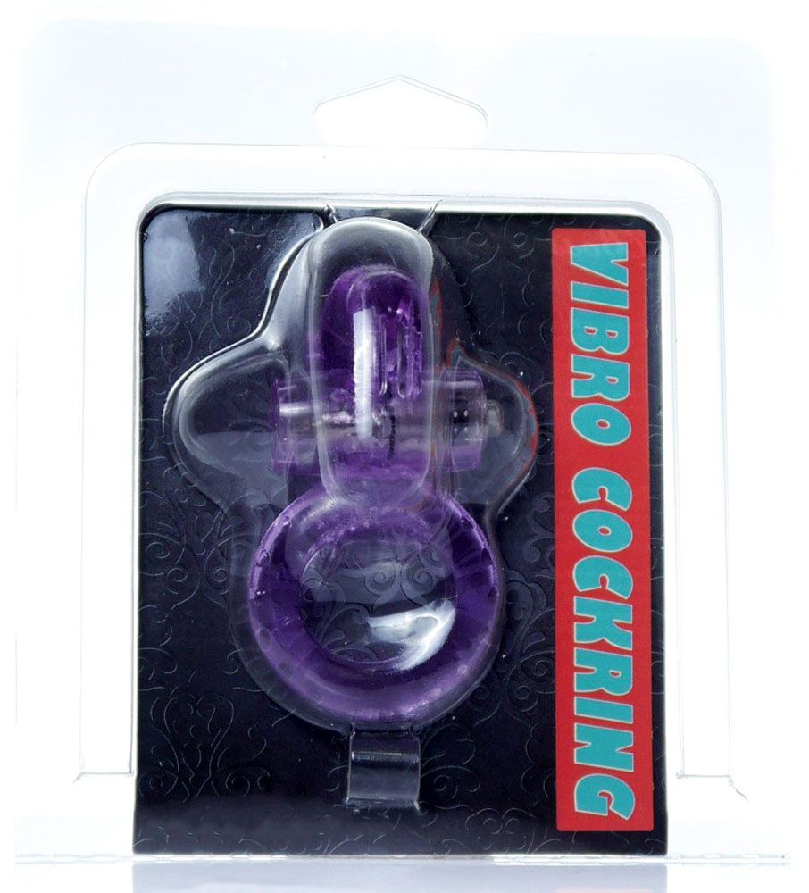 Сиреневое эрекционное виброкольцо с клиторальным зайчиком 3