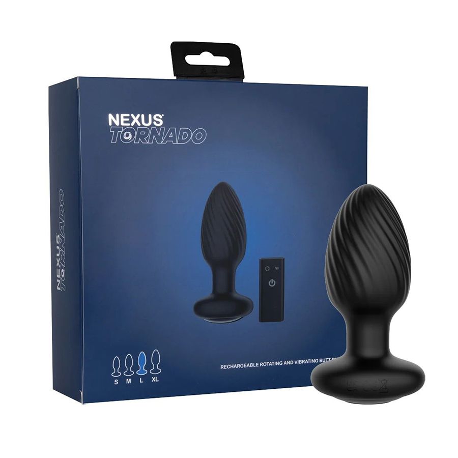 Черная анальная вибровтулка Nexus Tornado Large с функцией вращения 5