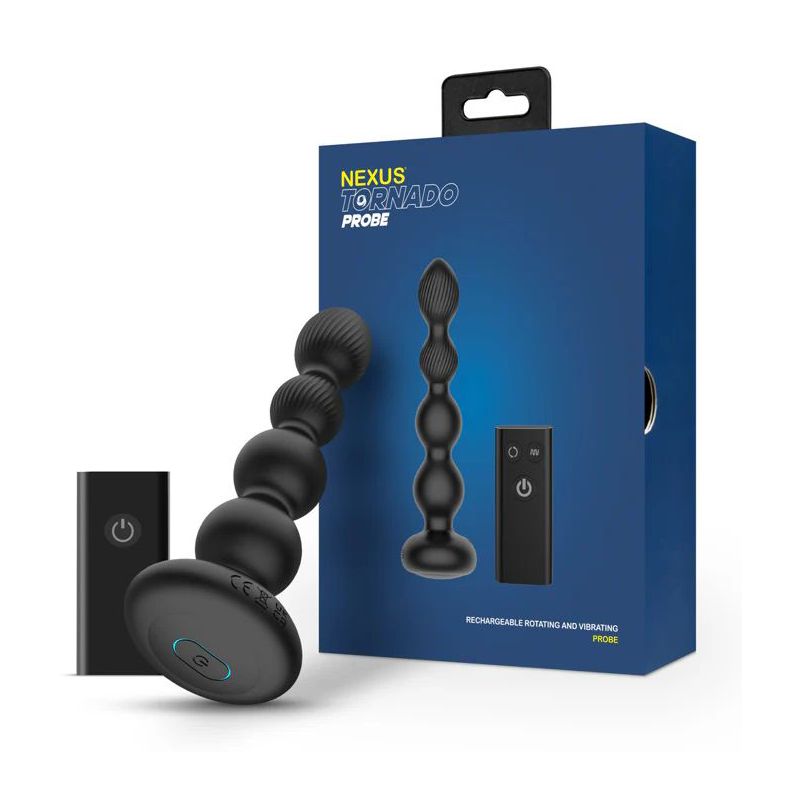 Черная анальная виброёлочка Nexus Tornado Beaded Probe с функцией вращения 3