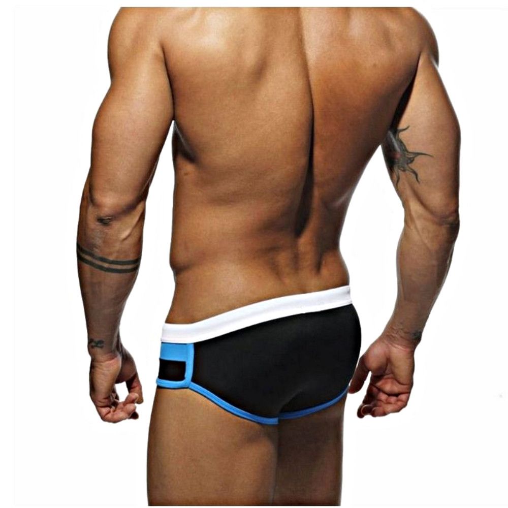 Черные мужские плавки с контрастными полосами на поясе 3