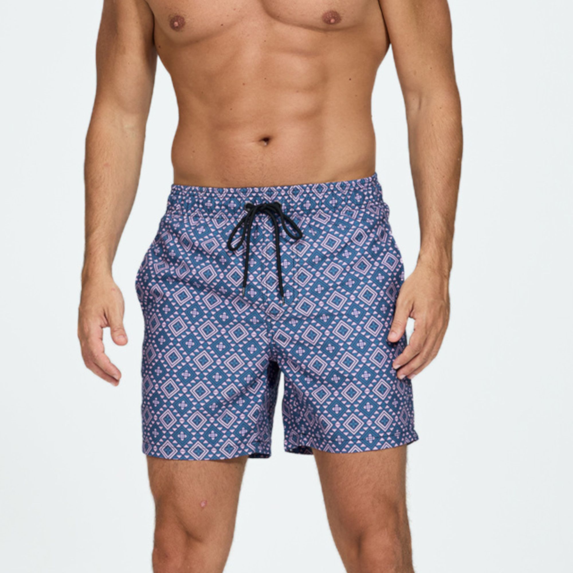 Синие мужские шорты с геометрическим принтом 1