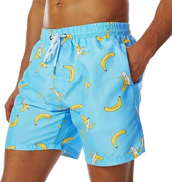 Голубые пляжные шорты с принтом в виде бананов 2