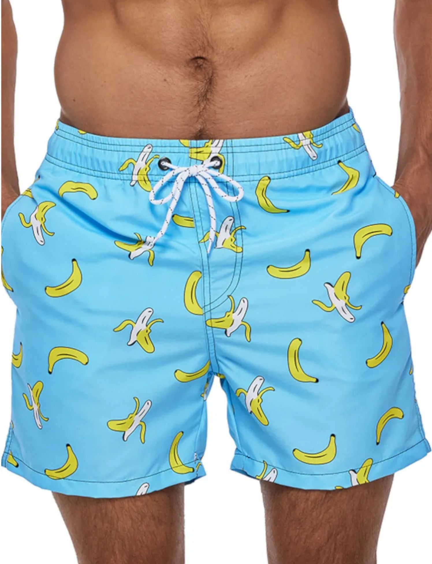 Голубые пляжные шорты с принтом в виде бананов 1